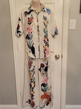 Floral & Animal Print Button-Up Set